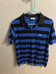 Vintage Lacoste 1/4 Button Polo Shirt Size 4 Blue Striped Mens