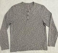 RHONE Long Sleeve Mens L Marled Henley Gray Pima Cotton Spandex Stretch Soft