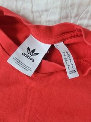 Adidas T Shirt Red Cotton Solid With Logo Mens Size Large