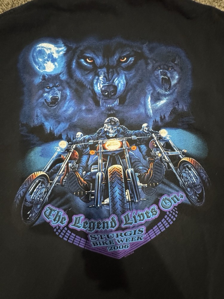 Vintage Sturgis Bike Week 2006 T Shirt Mens L Wolf Biker Graphic Motorcycle Tee