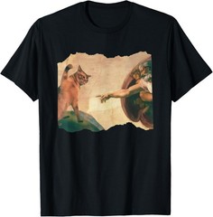 Cat Swatting God’s Hand Tee, Funny T-Shirt for Men and Women