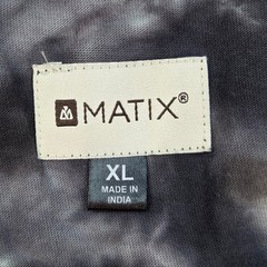 Matix Henley Shirt Mens XL Raglan 3/4 Sleeve Tie Dye Striped Cotton Pocket Grey