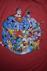 DC Comics Originals Mens Super Friends Retro Graphic Heather Red Shirt New M