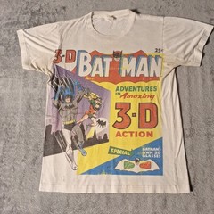 Vintage 90s 3-D Action Batman Comic Book T-Shirt Size Small White Lightweight