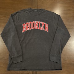 Brandy Melville John Galt Brooklyn Oversized Tee Large – Black & Red Sewn On