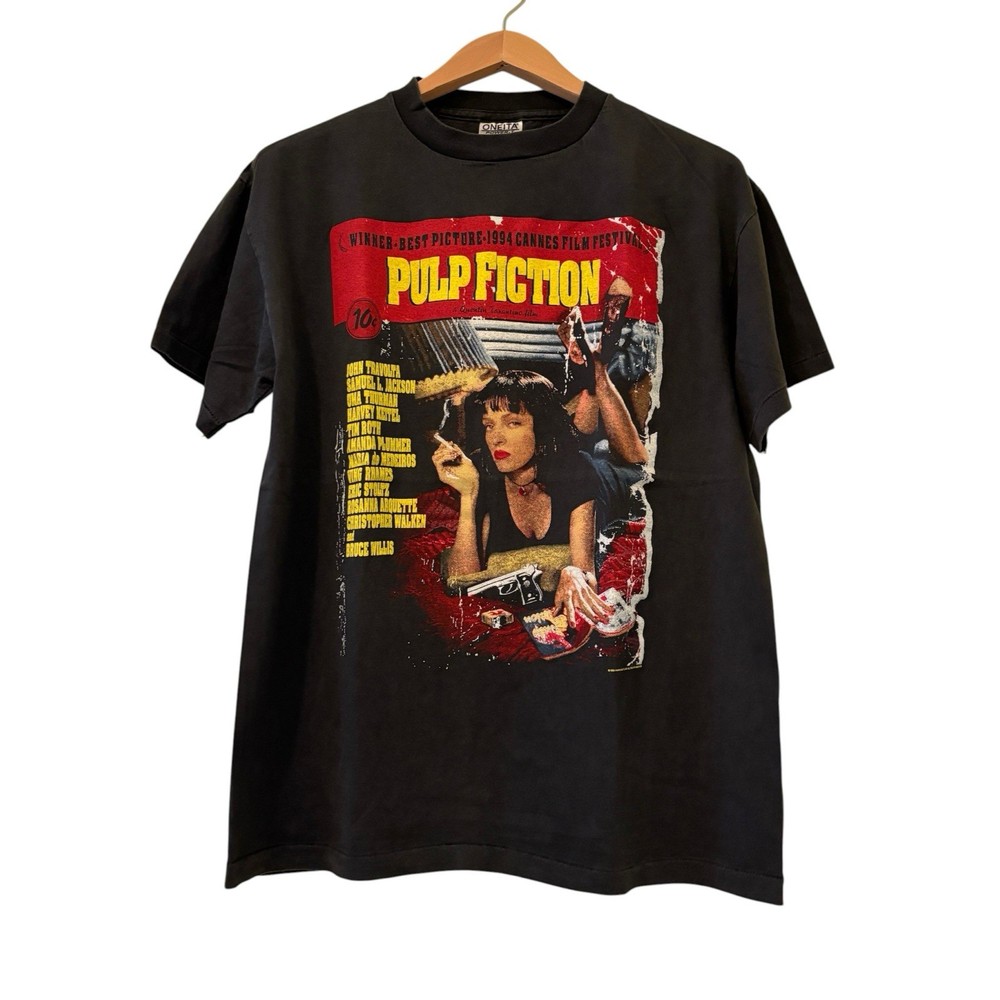 Vintage PULP FICTION REPRINT 1994 Movie Promo Uma Thurman T-shirt Size Large