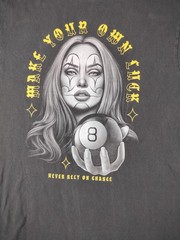 ODM Make Your Own Luck Shirt Mens Large Black 8 Ball Clown Graphic Tattoo Tee