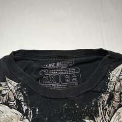 Y2K 2000s 1.0z Designs Black Cotton T-Shirt with Skulls, Men’s Size 2XL