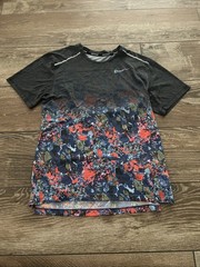 NIKE Dri Fit Miler Running Shirt Rare Gray Floral Gradient Men’s Small