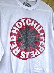 Red Hot Chili Peppers Logo Graphic T-shirt L White Long Sleeve Music Soft Fade