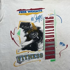 Vintage 80s 90s Free Weights Bodybuilding Fitness Workout Shirt Size XL