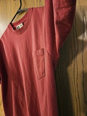 VTG 90s Russell Athletic Pro Cotton Pocket Blank T-Shirt Medium Boxy Faded Red