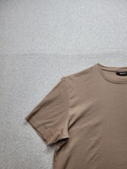 Clairborne Men Shirt XL Brown Crew Neck Short Sleeve Flat Front Casual Tee