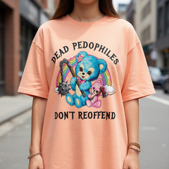 Funny Pastel Bear Graphic Tee Vintage Dyed Oversized T-Shirt Dark Humor Punk Top