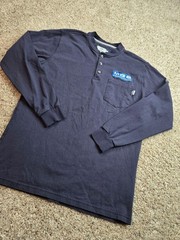 Tyndale Shirt Medium Mens Blue Long Sleeve Henley Flame Resistant FR Workwear