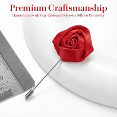 Rose Lapel Pin Red Flower Pin for Men Suit Red Rose Boutonniere Silk Roses Pins