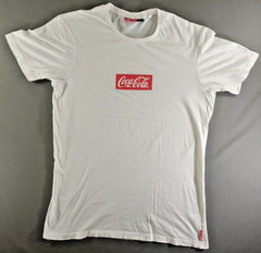 Coca-Cola Box Logo T-Shirt Mens M White Short Sleeve Coke Graphic Tee