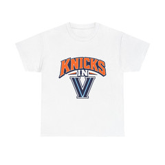 Knicks In 5 V Logo Tee Nova Knicks Basketball Blue Orange Graphic T-Shirt