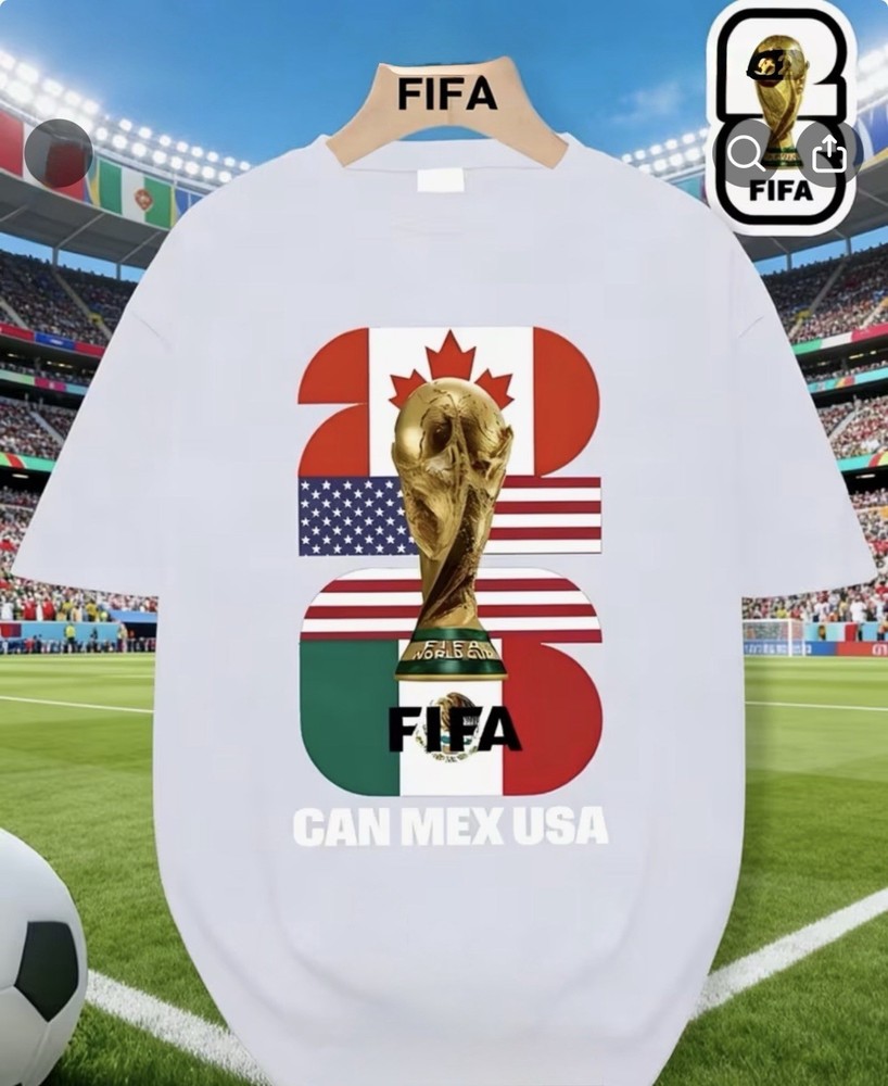 Fifa World Cup 2026 TShirt Soccer Graphic Tee USA Football Large White