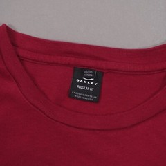 Oakley Regular Fit Short Sleeve T Shirt Mens Large Deep Red Spell Out Logo