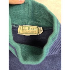 Vintage L.L. Bean Mock Neck Shirt Mens M Blue Striped Long Sleeve Made in USA