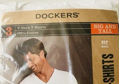 Dockers XLT Big & Tall 100% Cotton V-neck T-shirts 3 Pack New In Package White