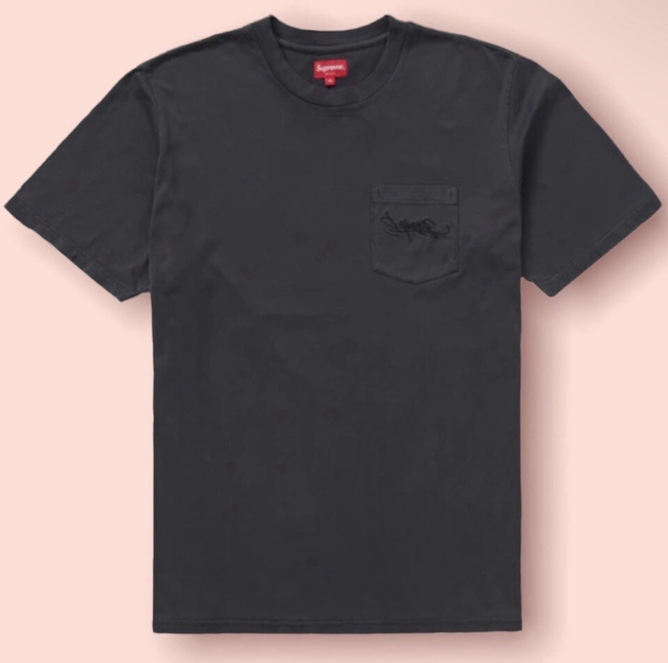 Supreme Mens Overdye Pocket Black Tee ~~ NIB