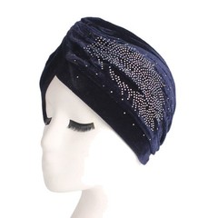 DECOU Feather Image Velvet-Feel Twist Pleated Hair Wrap Stretch Turban Hat (N…