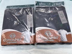 CottonNet Supreme T-Shirt Round Neck Short Sleeve Size 2XL Shirt Black 2 pack