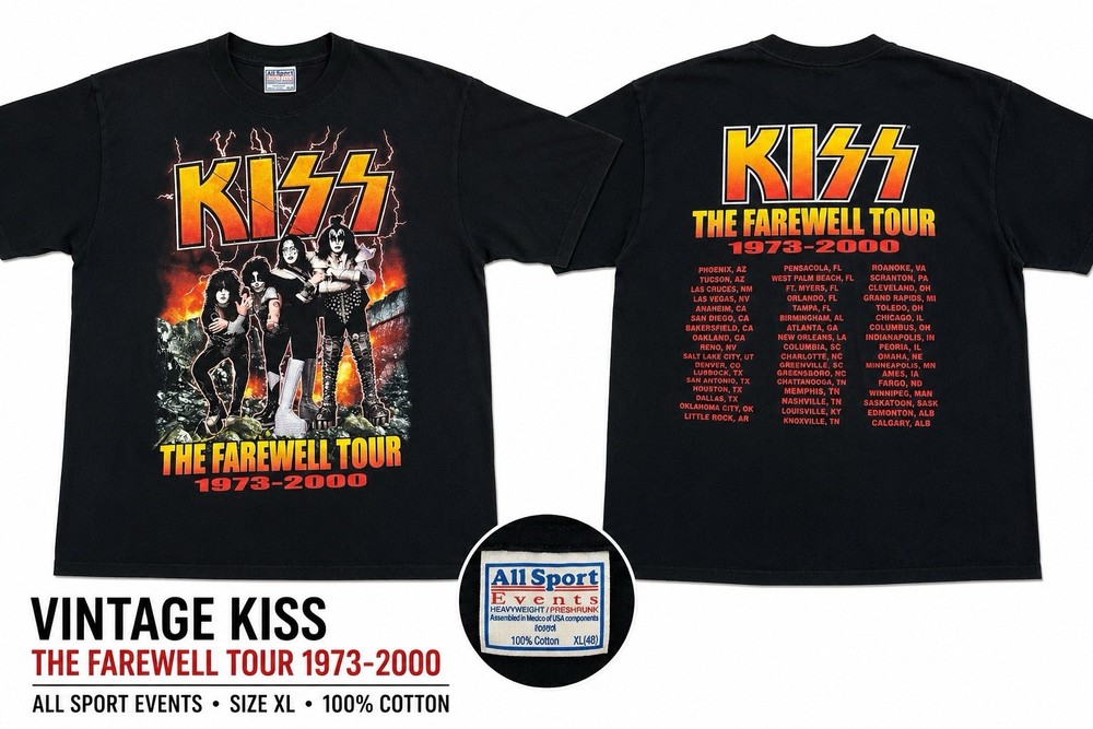 Vintage KISS The Farewell Tour T-shirt 1973-2000 Size XL band tee single stitch