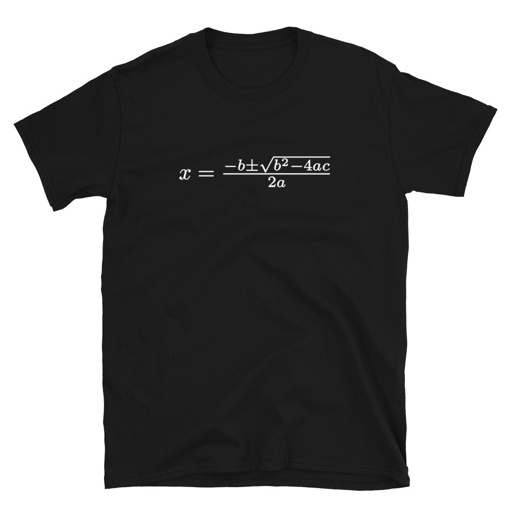 Quadratic Formula T-shirt White Algebra Maths Math Student Teacher Gift Tee