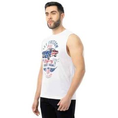 Way to Celebrate Men’s 4th of July Vintage Car Americana Muscle Tank White