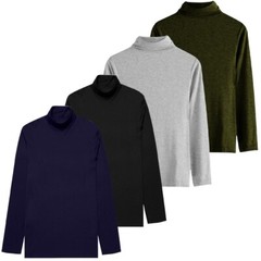 Mens Roll Neck Cotton Lightweight Turtle Funnnel Neck Jumper Long Sleeve tops