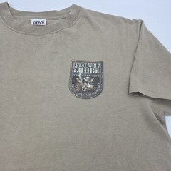 Vtg 2000s The Great Wolf Lodge Traverse City Distressed Y2K T Shirt Mens M Brown