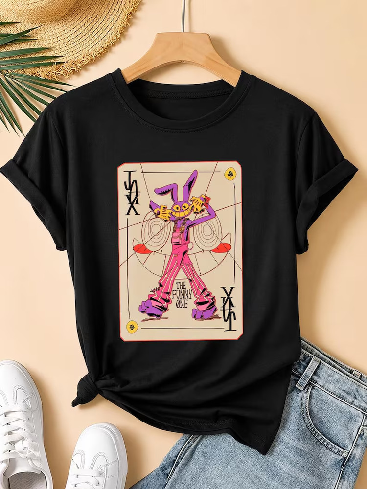 Funny Cartoon Rabbit Jax Shirt, Jester Playing Card Graphic Tee