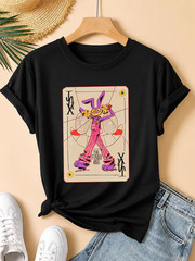 Funny Cartoon Rabbit Jax Shirt, Jester Playing Card Graphic Tee