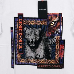 NWT ROBERTO CAVALLI Graphic Men’s T-Shirt Beaded Animals Never Give Up Size XL