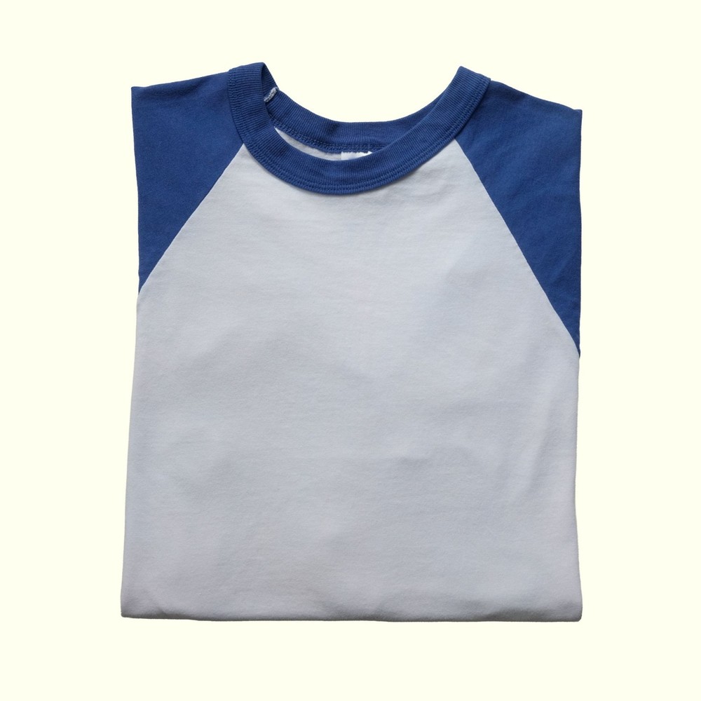 RUSSELL ATHLETIC VTG Y2K 90s RETRO BASEBALL ACTIVE SPORT T SHIRT WHITE BLUE SZ S