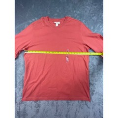 Dockers Mens Long Sleeve Crew Neck T Shirt Coral Organic Cotton XL New