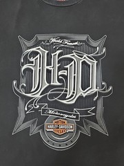 Harley Davidson Old english T-shirt World Famous Sz Large Biker Victoria Texas