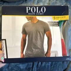 Polo Ralph Lauren Men’s 5-Pack Classic Fit Crew Neck Cotton Knit T-Shirts M