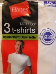 Vintage Hanes Tagless 3 T-Shirts Size Large Lay Flat Collar White