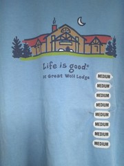 Life is Good at Great Wolf Lodge Blue S Logo Crusher T-Shirt NEW