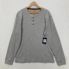 Chaps Henley Thermal Shirt Mens Large Gray Waffle Knit Casual Preppy Travel NWT