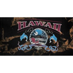 90s Fruit Of The Loom Hawaii Dolphin Bleach Wash T Shirt Single Stitch Mens XL