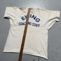 Vintage 1970s Champion Blue Bar Thick Cotton T-Shirt Made USA Cropped L (S-M)