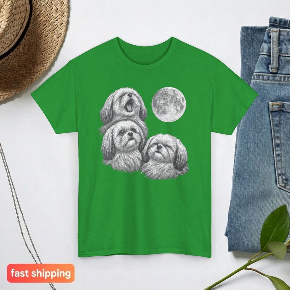 Shih Tzu T-Shirt Moon Graphic Cute Dog Lover Gift Unisex Pet Tee Gift for Her