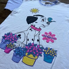 Vintage 90s Single Stitch Disney 101 Dalmatians Flowers 2-Tone Pastel T-Shirt