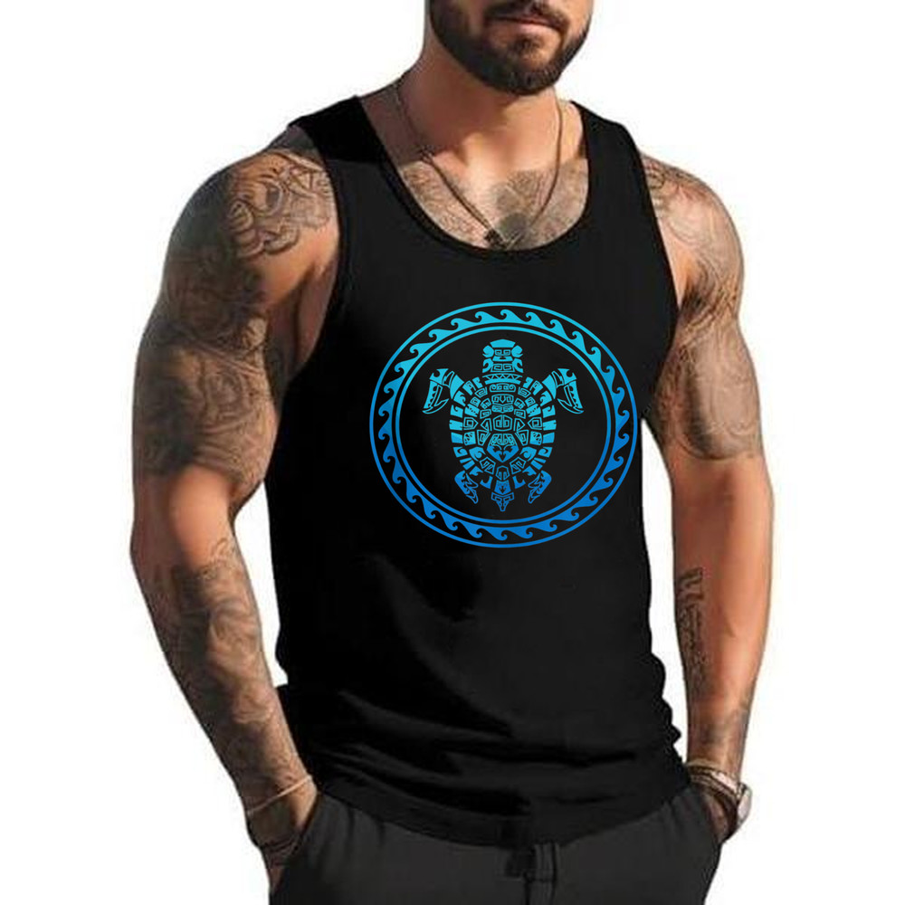 Hawaiian Tribal Sea Turtle Polynesian Symbol Tank Top