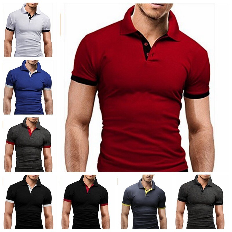 Fashion Men’s Slim Fit Shirts Short Sleeve Casual Gol T-Shirt Mulscle Tops Tee